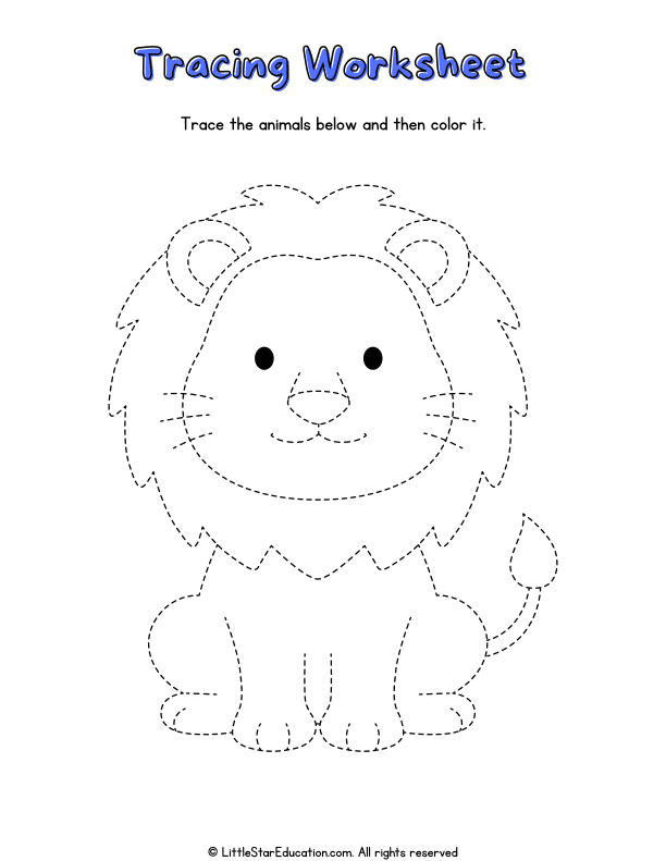 Animal Tracing and Coloring Workbook for Preschool Fine Motor Skills