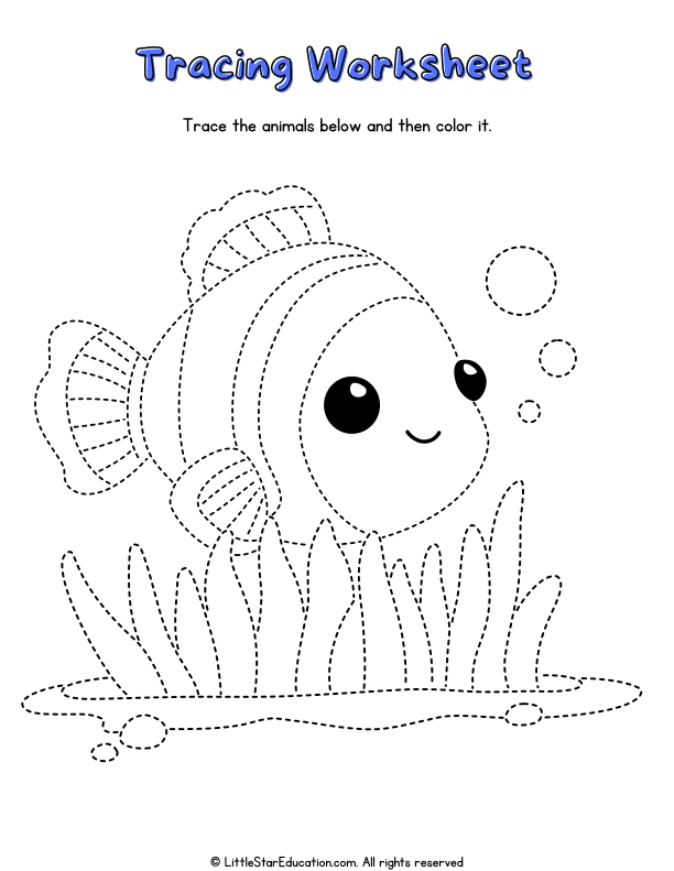 Animal Tracing and Coloring Workbook for Preschool Fine Motor Skills