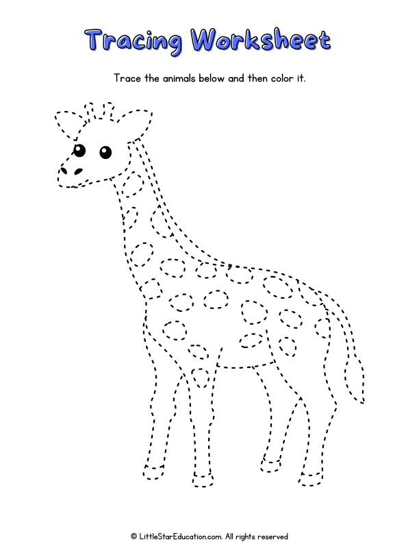 Animal Tracing and Coloring Workbook for Preschool Fine Motor Skills