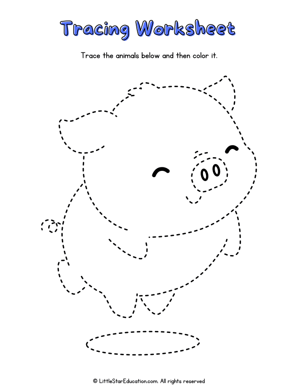 Animal Tracing and Coloring Workbook for Preschool Fine Motor Skills