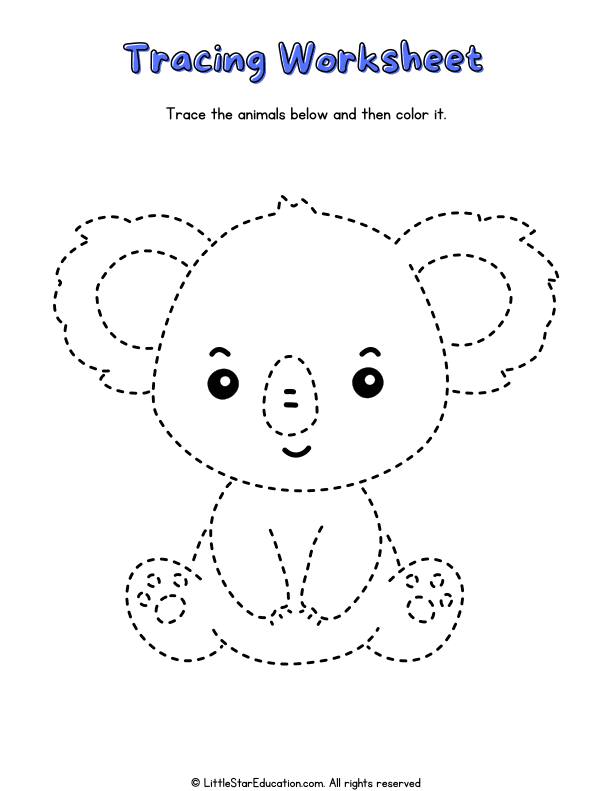 Animal Tracing and Coloring Workbook for Preschool Fine Motor Skills