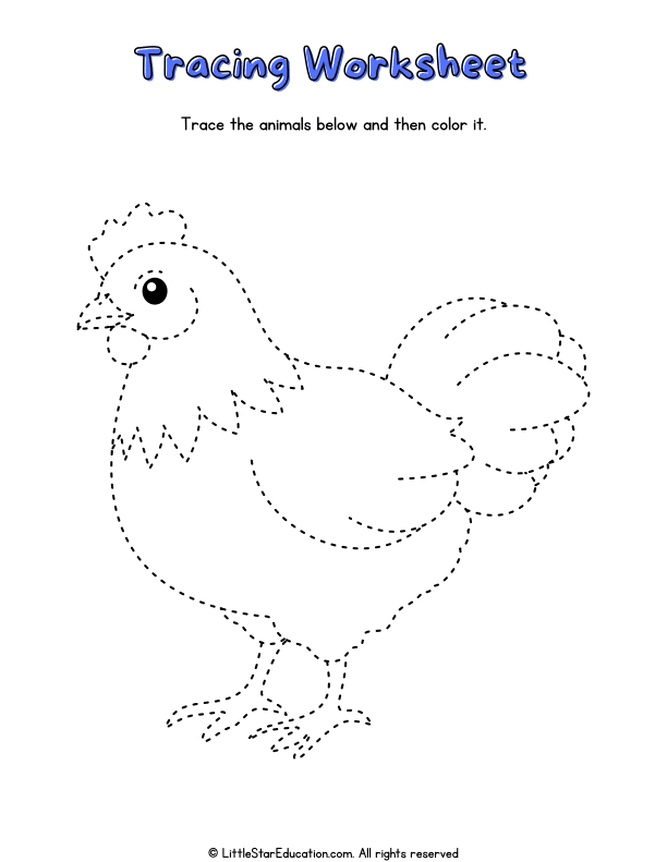 Animal Tracing and Coloring Workbook for Preschool Fine Motor Skills