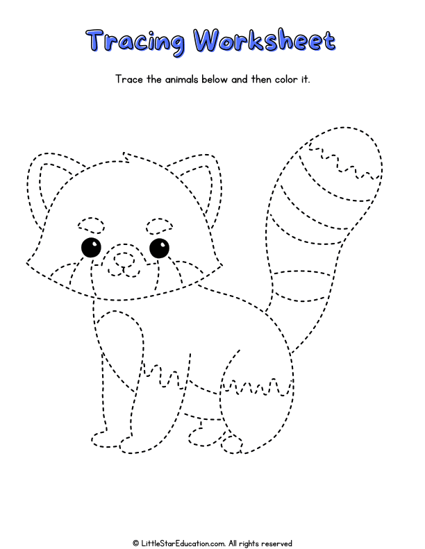 Animal Tracing and Coloring Workbook for Preschool Fine Motor Skills