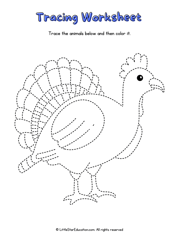 Animal Tracing and Coloring Workbook for Preschool Fine Motor Skills