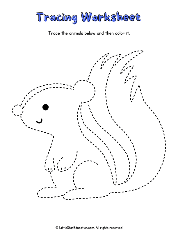 Animal Tracing and Coloring Workbook for Preschool Fine Motor Skills