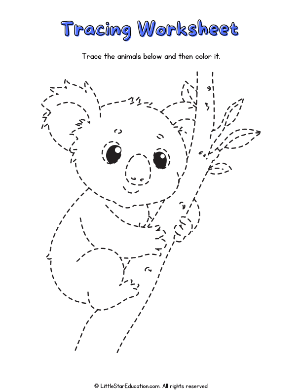 Animal Tracing and Coloring Workbook for Preschool Fine Motor Skills