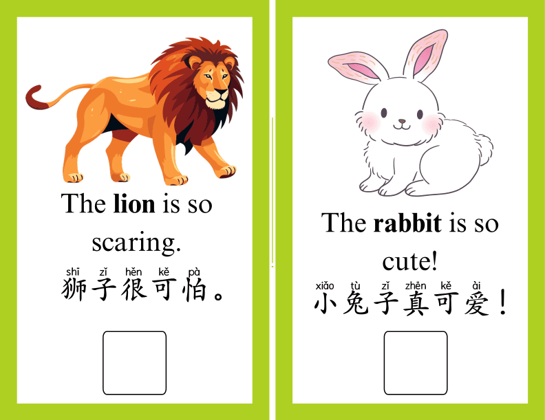 Bilingual Animal Vocabulary Workbook for Preschool and Kindergarten