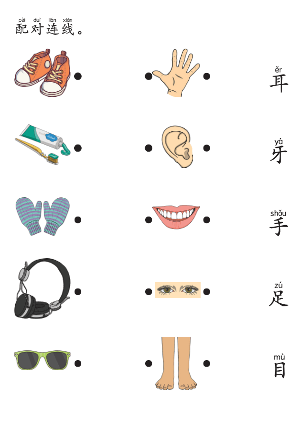 Chinese:  身体部位识字练习册 Chinese Body Parts Vocabulary and Writing Practice for Kids