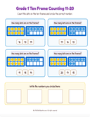 Grade K-1 Double Ten Frame Counting 11 to 20  Workbook thumbnail 10