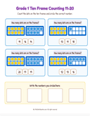 Grade K-1 Double Ten Frame Counting 11 to 20  Workbook thumbnail 3