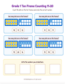 Grade K-1 Double Ten Frame Counting 11 to 20  Workbook thumbnail 4
