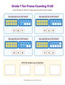 Grade K-1 Double Ten Frame Counting 11 to 20  Workbook thumbnail 6