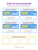 Grade K-1 Double Ten Frame Counting 11 to 20  Workbook thumbnail 8