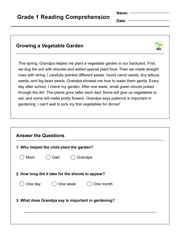 Grade 1 Reading Comprehension Workbook-Common Core