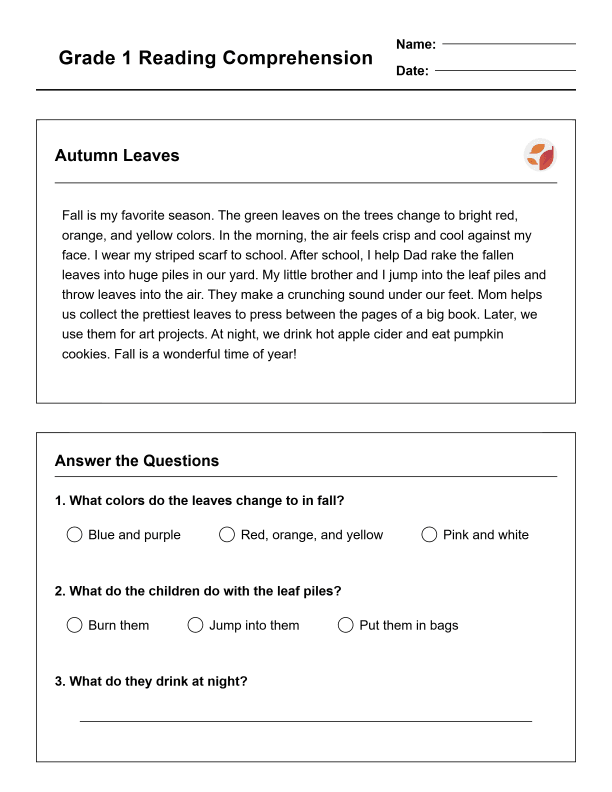 Grade 1 Reading Comprehension Workbook-Common Core