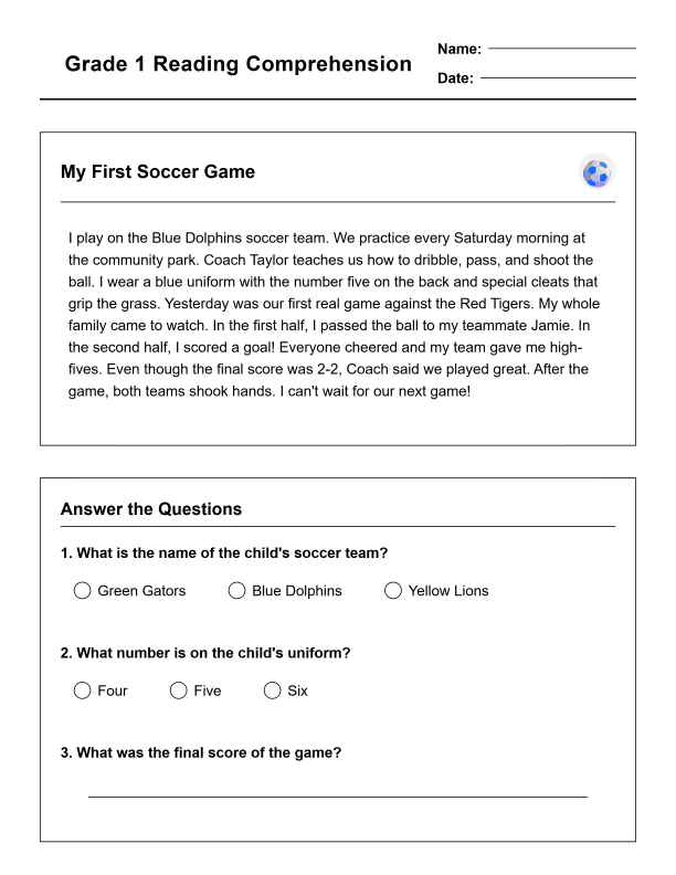 Grade 1 Reading Comprehension Workbook-Common Core