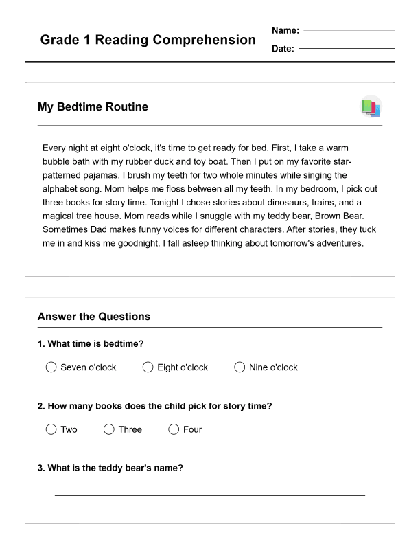 Grade 1 Reading Comprehension Workbook-Common Core