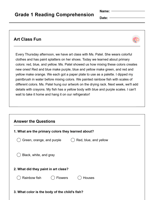 Grade 1 Reading Comprehension Workbook-Common Core