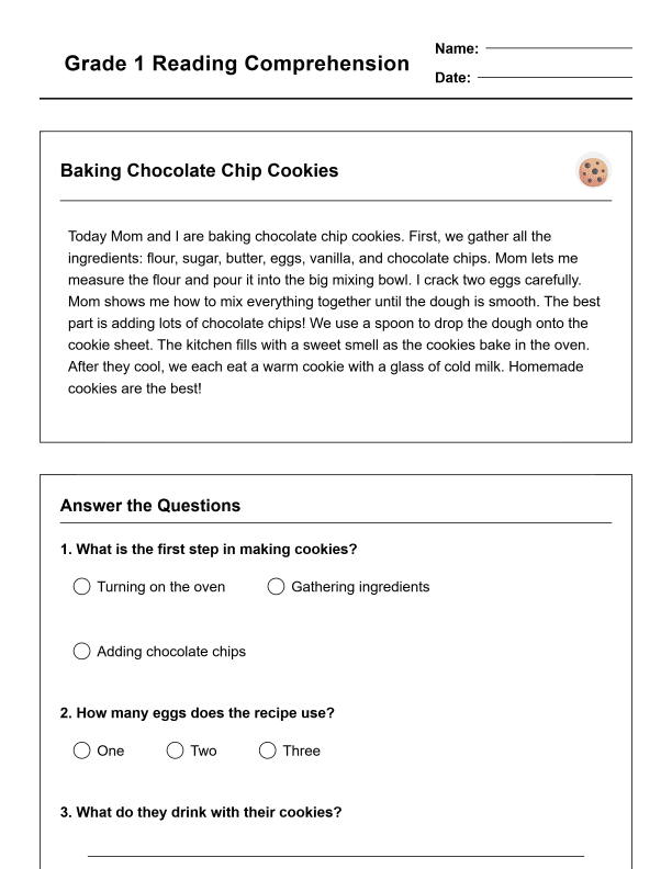 Grade 1 Reading Comprehension Workbook-Common Core