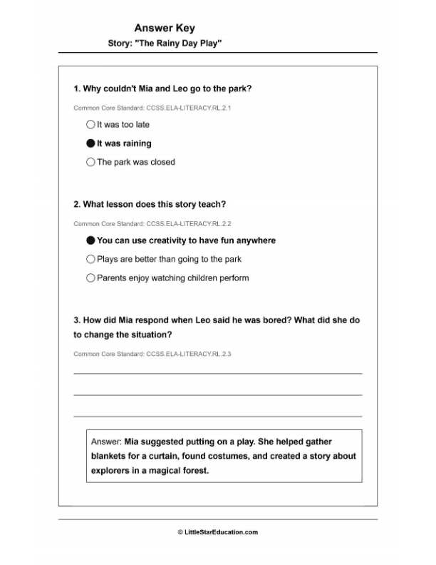 Grade 2 Reading Comprehension Workbook- Level 1