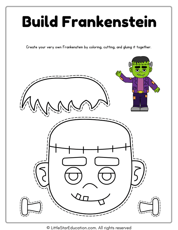 Halloween Frankenstein Craft for Preschool and Kindergarten Art