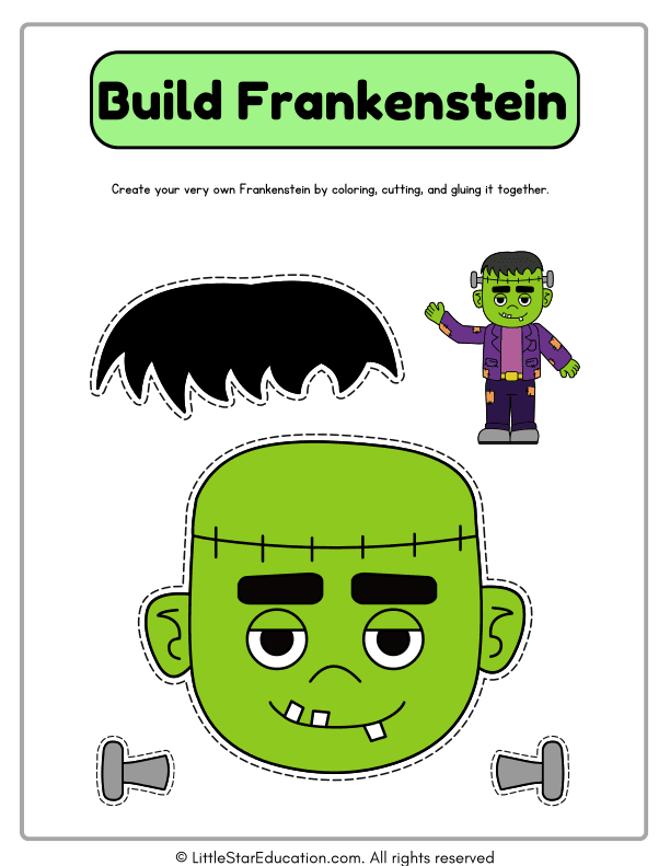 Halloween Frankenstein Craft for Preschool and Kindergarten Art