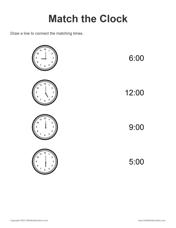 Match the Clock: 12 Hour