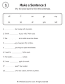 Sentence Building Word Bank Practice for Early Readers ELA thumbnail 1