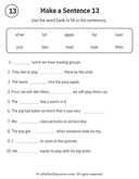 Sentence Building Word Bank Practice for Early Readers ELA thumbnail 13