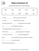 Sentence Building Word Bank Practice for Early Readers ELA thumbnail 14