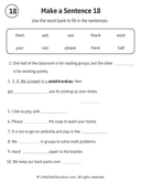 Sentence Building Word Bank Practice for Early Readers ELA thumbnail 18