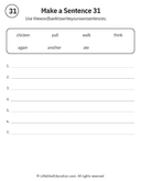 Sentence Building Word Bank Practice for Early Readers ELA thumbnail 31