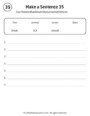 Sentence Building Word Bank Practice for Early Readers ELA thumbnail 35