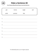 Sentence Building Word Bank Practice for Early Readers ELA thumbnail 40