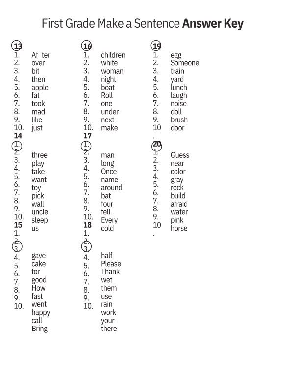 Sentence Building Word Bank Practice for Early Readers ELA