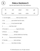 Sentence Building Word Bank Practice for Early Readers ELA thumbnail 5