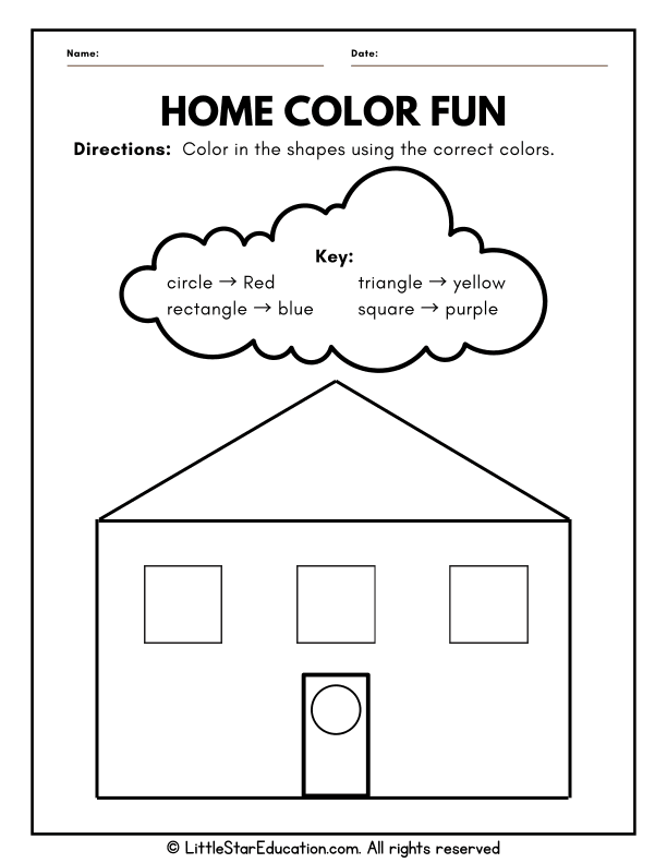 2D and 3D Shape Coloring Practice for Kindergarten Math
