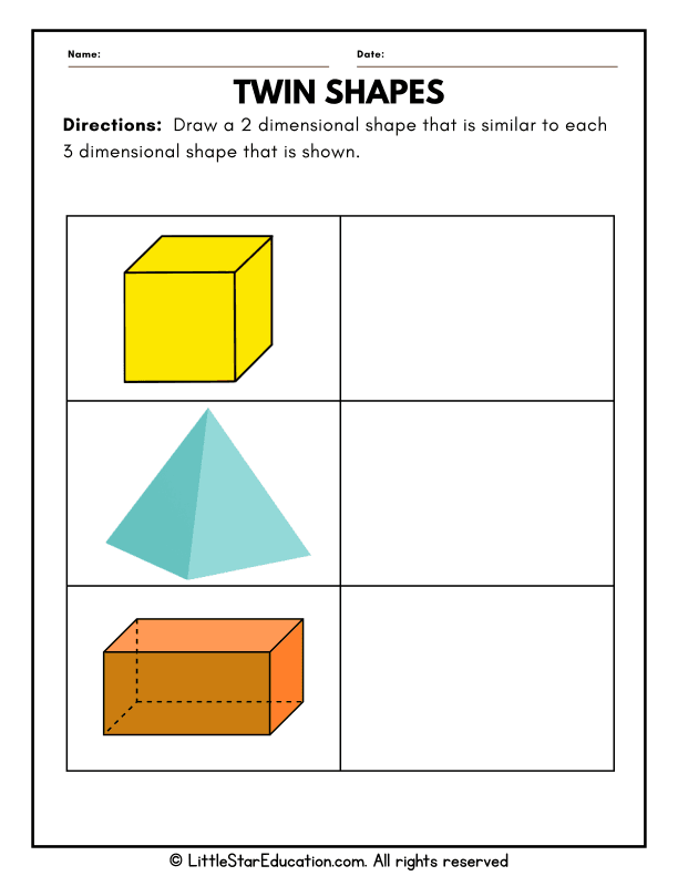 2D and 3D Shape Matching for First Grade Math Skills