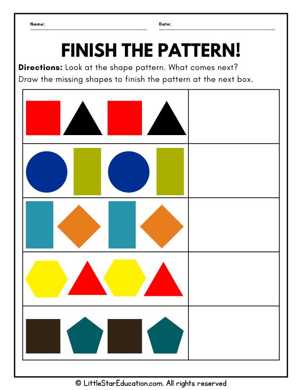 2D and 3D Shape Pattern Recognition for Early Math Skills