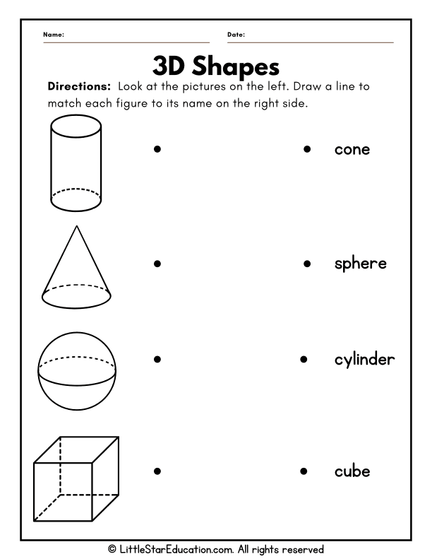 3D Shape Recognition and Matching for First Grade Math