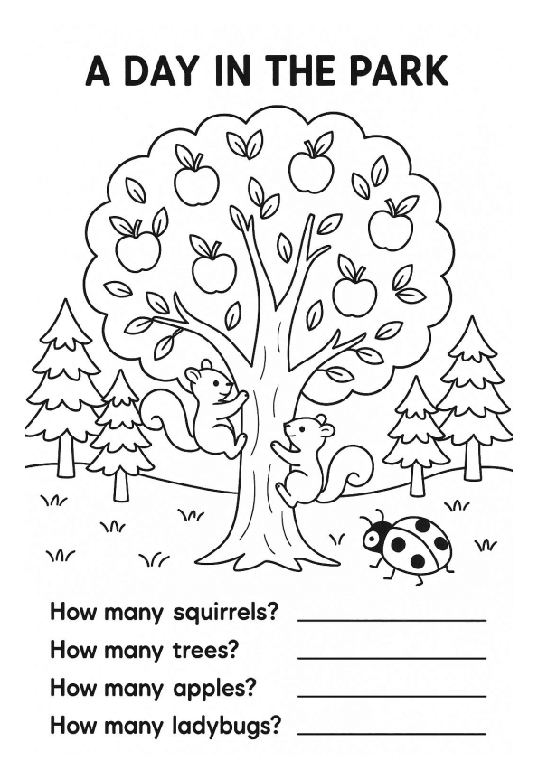 A Day in the Park Counting Activity for Kids