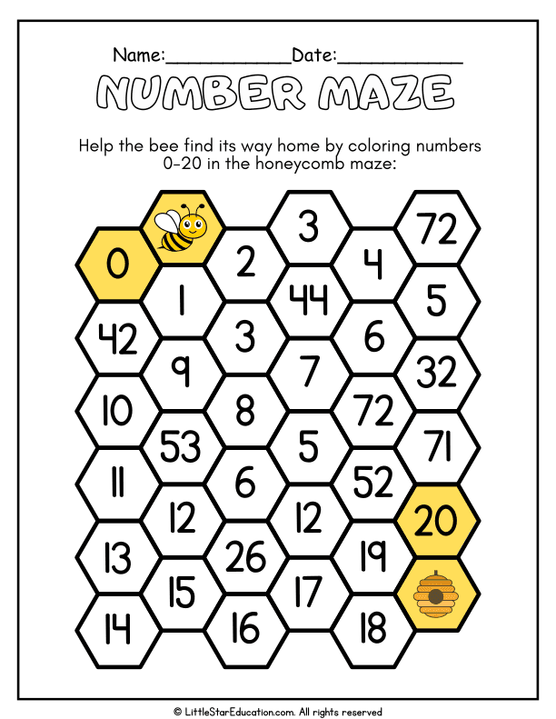 Addition and Numbers to 20 Practice for First Grade Math