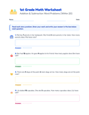 Addition and Subtraction Word Problems for 1st Grade Math thumbnail 1