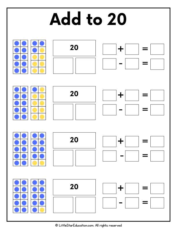 Addition Facts to 20: Grade 1 Math Practice for Students