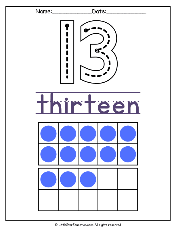 Number 13 Tracing and Counting
