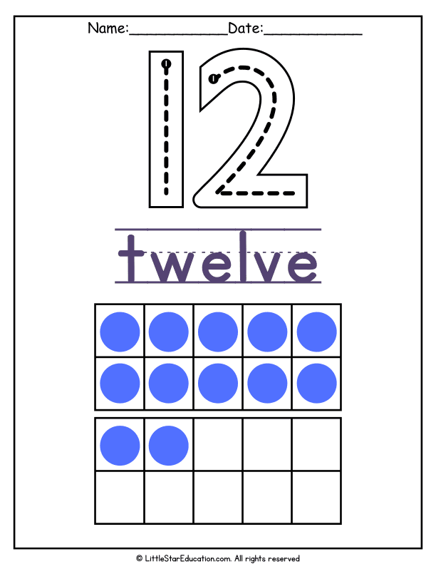 Number 12 Tracing and Counting