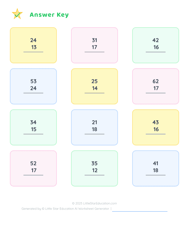 Addition Without Regrouping Practice for First Grade Math