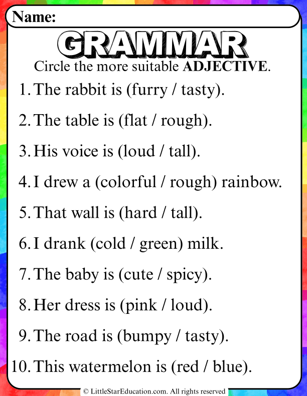 Adjective Practice: Choosing Describing Words for Early Readers