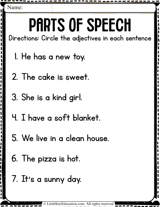 Adjective Recognition Practice for Early Elementary English