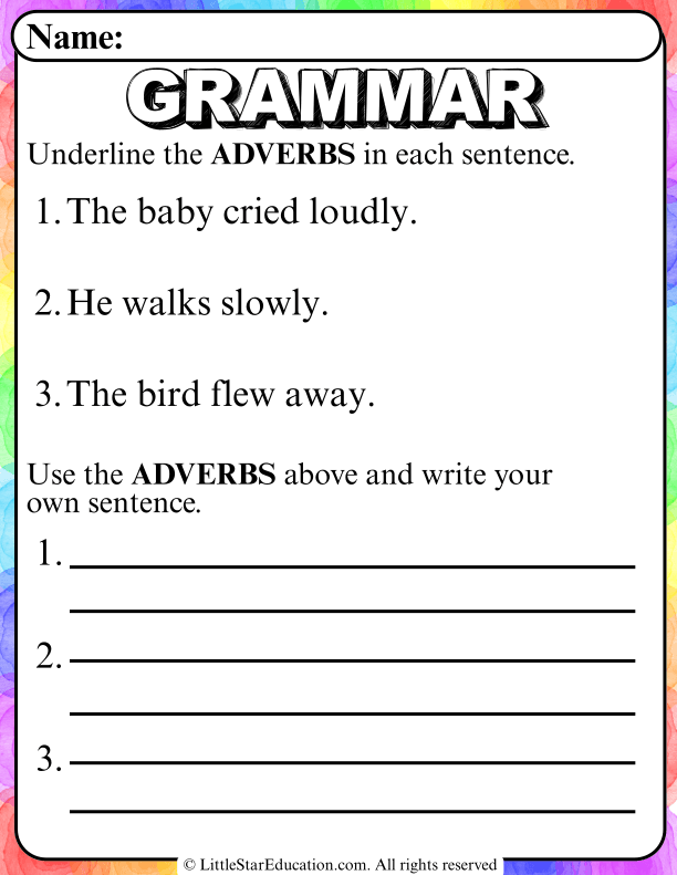Adverb Identification and Sentence Writing for Early Learners